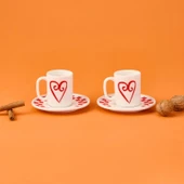 Kitchen Love 4 Parça Kahve Fincan Takımı - Pembe / Beyaz - 2