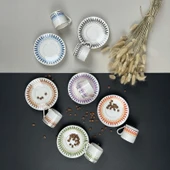 Palm Mix 12 Parça Kahve Fincan Takımı - Renkli - 1