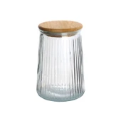 Houseware Bambu Kapaklı Cam Kavanoz - Şeffaf - 1000 ml - 1