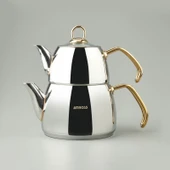 Aquamarine Special Çelik Çaydanlık - Gri / Altın - 2,1 lt + 1 lt - 1