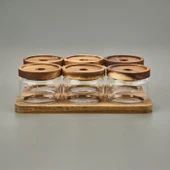 Akasya 6'lı Kahvaltılık Takımı - Kahverengi / Şeffaf - 29x19,5 cm - 2