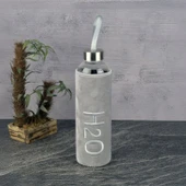 H2O Peluş Kılıflı Cam Matara - Gri / Şeffaf - 1