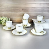 Laila Yaldızlı 6'lı Kahve Fincanı - Beyaz / Altın - 1