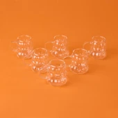 Kulplu Boncuk 6'lı Kahve Yanı Bardağı - Şeffaf - 75 ml - 1