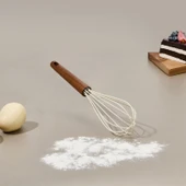 Akasya Saplı Silikon Çırpıcı - Kahverengi / Krem - 30 cm - 2