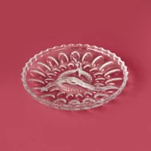 Glass 3 Bölmeli Cam Kahvaltı Sunum Tabağı - Şeffaf - 22 cm - 2