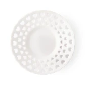 Kalp Motifli Çay Tabağı - Beyaz - 11 cm - 3