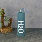 H2O Kılıflı Cam Matara - Mavi / Şeffaf - 600 ml - 2