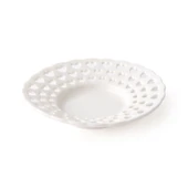 Kalp Motifli Çay Tabağı - Beyaz - 11 cm - 1
