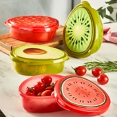 L838-L865-L866-L867 4'lü Meyve Saklama Kutu Seti - Yeşil / Kırmızı - 1