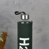 H2O Kılıflı Cam Matara - Siyah / Şeffaf - 600 ml - 2