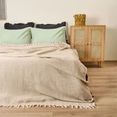 Soft Wicker Çift Kişilik Yatak Örtüsü - Bej - 200x230 cm - 1