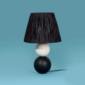 Light Vestri Seramik Abajur - Siyah / Beyaz - 40x40x25 cm - 1