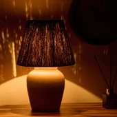 Light Glow Seramik Abajur - Beyaz / Krem - 40x40x25 cm - 2
