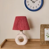Design Printemps Handmade Seramik Abajur - Pembe / Beyaz - 42x25x25 cm - 1