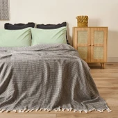 Soft Punto Çift Kişilik Yatak Örtüsü - Siyah - 200x230 cm - 1