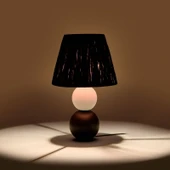 Light Vestri Seramik Abajur - Siyah / Beyaz - 40x40x25 cm - 2