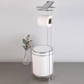 Yedekli Wc Kağıtlığı Ve Çöp Kovası - Beyaz - 1