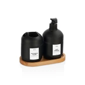 Cool 3 Parça Stantlı Banyo Aksesuar Seti - Siyah - 1