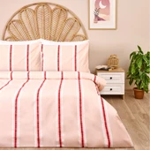 Soft Strisce Çift Kişilik Nevresim Takımı - Taş / Kiremit - 1