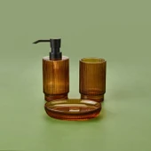 3'lü Cam Banyo Seti - Amber - 2