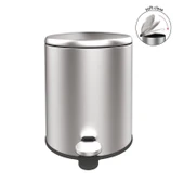 Cigo Paslanmaz Çelik Pedallı Banyo Çöp Kovası - Gri - 6 lt - 1