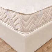 Soft Minik Kapitoneli Çift Kişilik Sıvı Geçirmez Lastikli Alez - Beyaz - 160x200 cm - 2