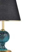 Light Sardes Çini Detaylı Seramik Abajur - Siyah Şapka / Gold Ayak - 3