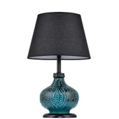 Light Patara Çini Detaylı Seramik Abajur - Siyah / Turkuaz - 2
