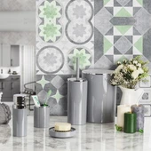 Lenox 5'li Banyo Aksesuar Set - Gri - 1