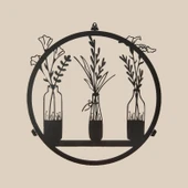 Deco Flower Metal Tablo - Siyah - 40x40 cm - 1