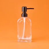 Cam Sıvı Sabunluk - Şeffaf / Siyah - 20x8 cm - 1