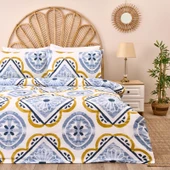 Soft Lile Çift Kişilik Nevresim Takımı - Ekru / Mavi - 1