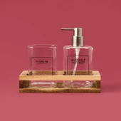 Cam 2'li Kare Sıvı Sabunluk Seti - Şeffaf / Siyah - 1