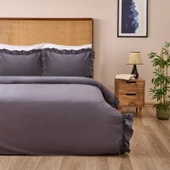 Soft Fırfırlı Çift Kişilik Nevresim Takımı - Antrasit - 1