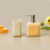 Bath Sau 2'li Banyo Sıvı Sabunluk Seti - Bej / Gri - 1