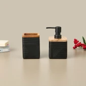 Bath Madera 2'li Banyo Sıvı Sabunluk Seti - Siyah - 1