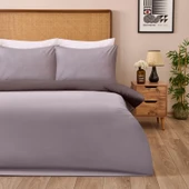Soft Çift Renkli Çift Kişilik Nevresim Takımı - Antrasit / Taş - 1