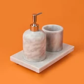 Bath 3'lü Mermer Banyo Seti - Gri - 2