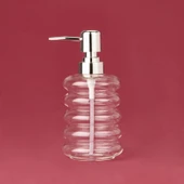 Kapaklı Borosilikat Cam Sıvı Sabunluk - Şeffaf / Gri - 1