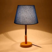 Lighting Retro Geometrik Desenli Abajur - Mavi - 50 cm - 3