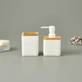 Bath Madera 2'li Banyo Sıvı Sabunluk Seti - Beyaz - 1