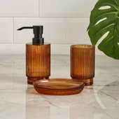 3'lü Cam Banyo Seti - Amber - 1