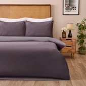 Soft Çift Renkli Çift Kişilik Nevresim Takımı - Antrasit / Taş - 2