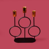 Deco Cerchio Şamdan - Siyah / Gold - 26 cm - 1