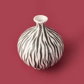 Deco Elegant Curves Vazo - Siyah / Beyaz - 28 cm - 3