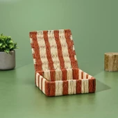 Deco Varese Dekoratif Kutu - Turuncu / Krem - 18x18x5 cm - 1