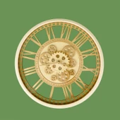 Çarklı Duvar Saati - Krem / Altın - 50 cm - 1