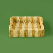 Deco Acerra Dekoratif Tepsi - Turuncu / Krem - 22x22x5 cm - 3