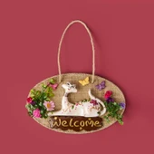 Dekoratif Welcome Cat Kapı Süsü - Renkli - 26x16 cm - 1